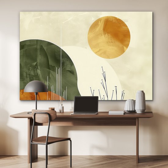 Décoration murale Métal - Peinture Aluminium Industriel - Abstrait - Paysage - Soleil - Art - 150x100 cm - Dibond - Photo sur aluminium - Décoration murale industrielle - Pour le salon/chambre