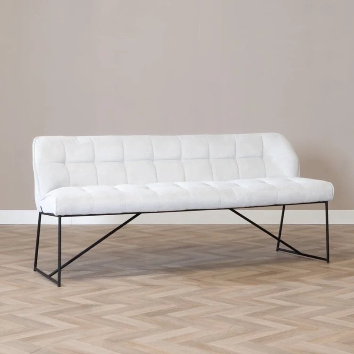 Bronx71 Scandinavische eetkamerbank Jelle off white 220 cm - eettafelbank - eetbank Wit
