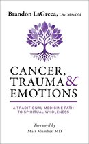 Boekomslag met een paarse boomillustratie en de titel 'Cancer, Trauma & Emotions'.