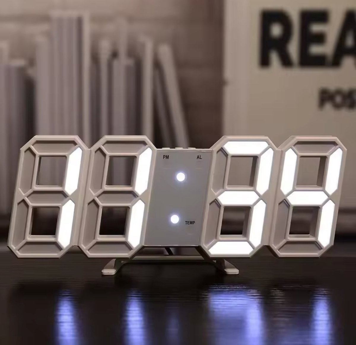 3D LED Wandklok Digitale Muur Wekker Timer 12/24 Hr Tijd/Datum Display Nachtlampje Wekker voor Thuis Woonkamer(Wit woord 3D LED Wandklok Digitale Muur Wekker Timer 12/24 Hr Tijd/Datum Display Nachtlampje Wekker voor Thuis Woonkamer(Wit woord