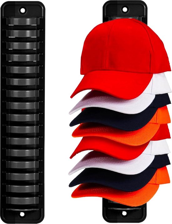 Caphouder voor honkbalpetten, 2 stuks, voor aan de muur, houdt tot 40 hoeden, sterke zelfklevende kaphouder, hoedstandaard, doppen, opslag en display voor deur, kast, slaapkamer