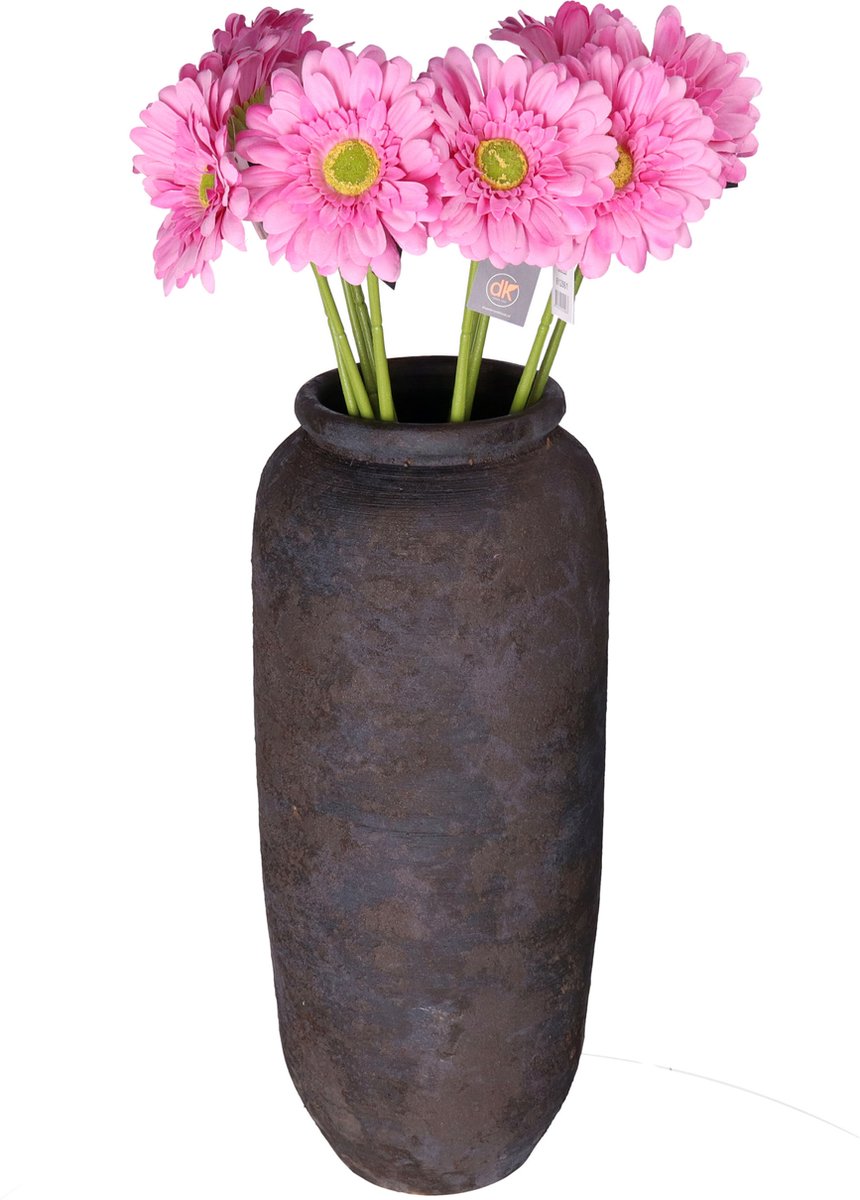 DK design Kunstbloemen boeket Gerbera - 10x - 72cm - roze - Real Touch - kunst zijdebloemen