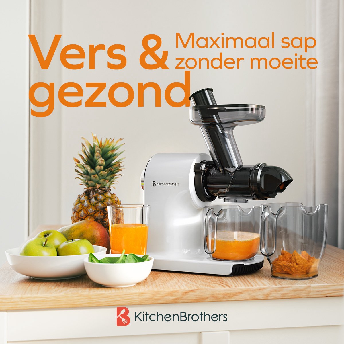 KitchenBrothers Slowjuicer - Sapcentrifuge - Wit thumbnail 2