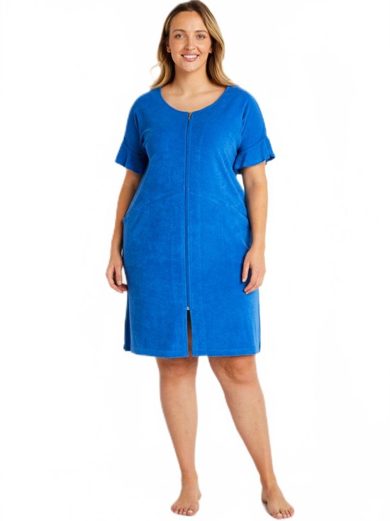 Peignoir en coton uni avec fermeture éclair