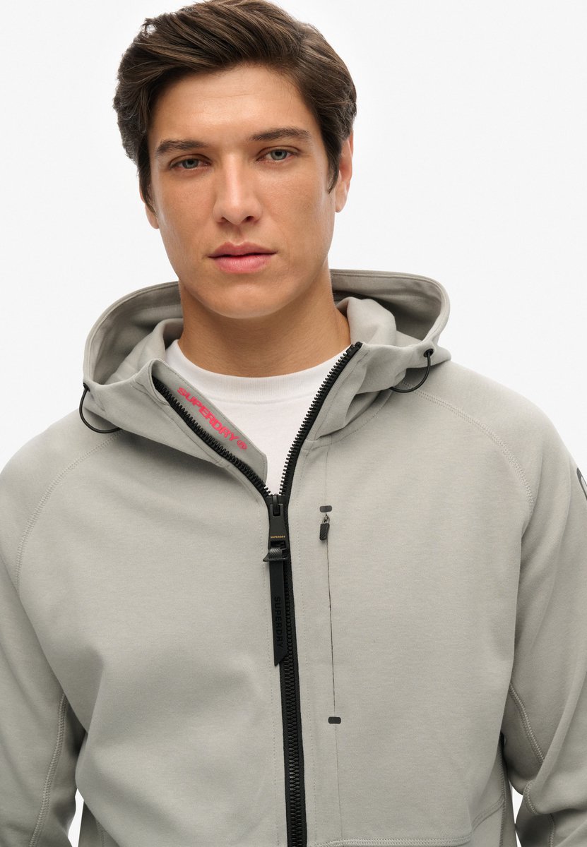 Superdry Tech hoodie met logo rits en losse pasvorm Heren Hoodies Slate Iron