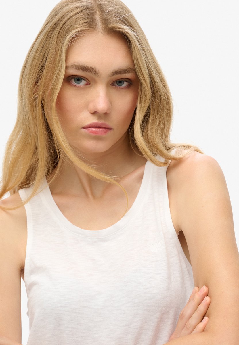 Superdry Tanktop met laag uitgesneden ronde hals Dames Vesten Optic