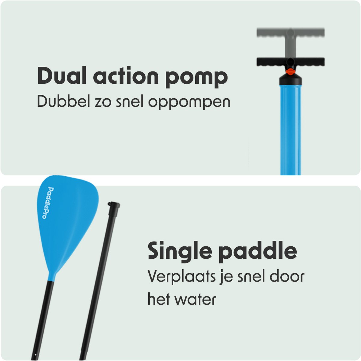 LifeGoods SUP Board Allround Compact - 120 KG Draagkracht - 300 x 76 cm - Opblaasbaar - Compleet SUP pakket - Wit/Sky Blue – foto 4