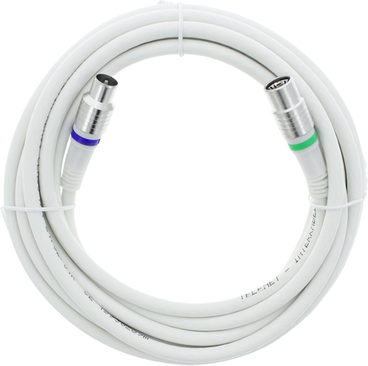 Q-Link coax kabel KK stekker recht wit 5 meter