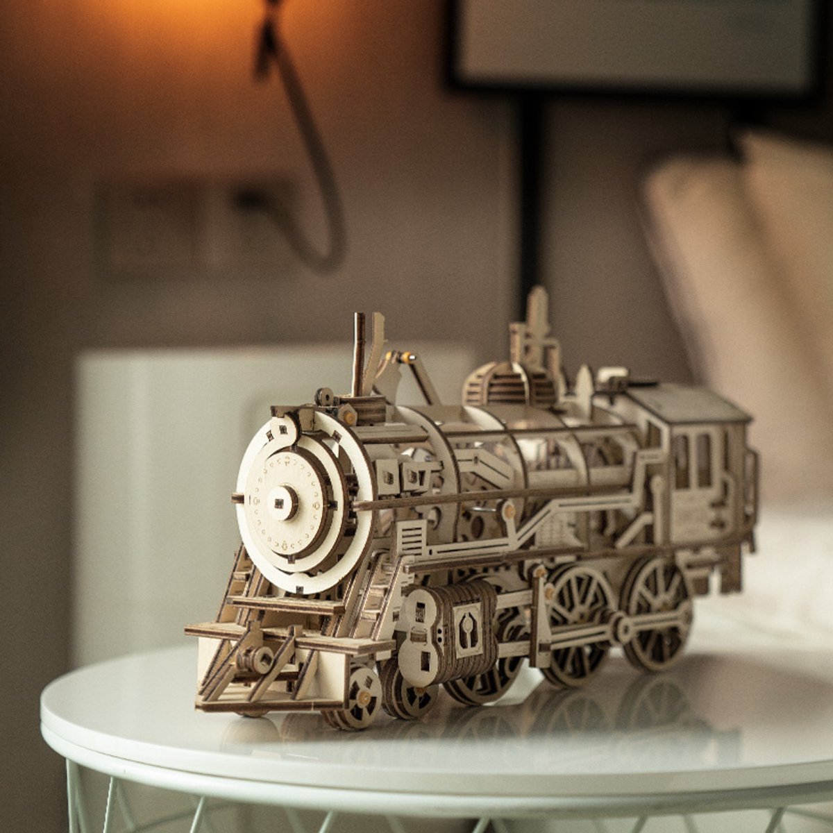 Robotime modelbouwpakket Locomotief hout 370mmx185mmx120mm - Naturel kleur — afbeelding 20