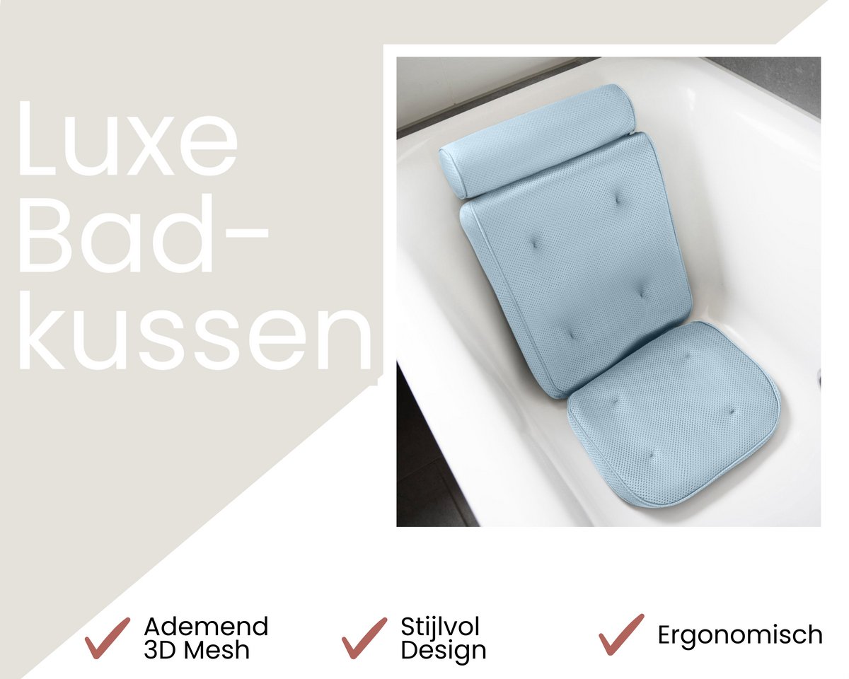 Draagbaar Badkussen Full Body Mat Bad Kussen Bad Kussen Hoofdsteun Kussen voor Badkamer, Blauw