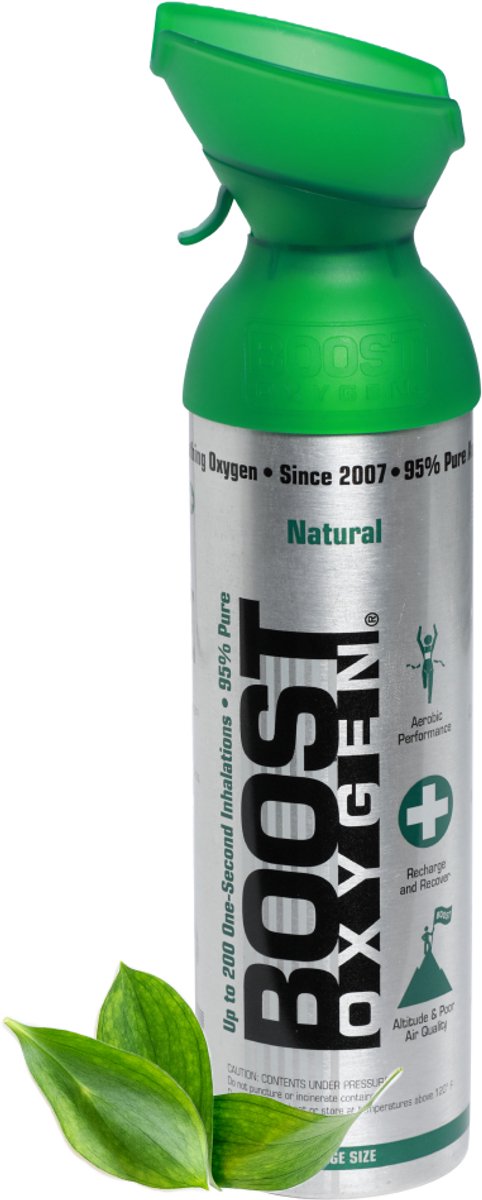 Boost Oxygen - Large 9L - Natural - 95% Pure Zuurstof - Tot wel 200 inhalaties van 1 sec - Ademhalingsondersteuning voor sport herstel, hoogte, prestaties en gezondheid - Zuurstoffles - 1x 9L