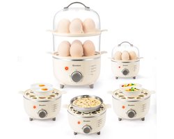 Eierenkoker 1 tot 14 Eieren – 4-in-1 Koken Pocheren Roerei Omelet – Eierkoker Electrisch - Elektrische Eierkoker met Timer en Droogkookbeveiliging – RVS en Vaatwasserbestendig – Woodoro