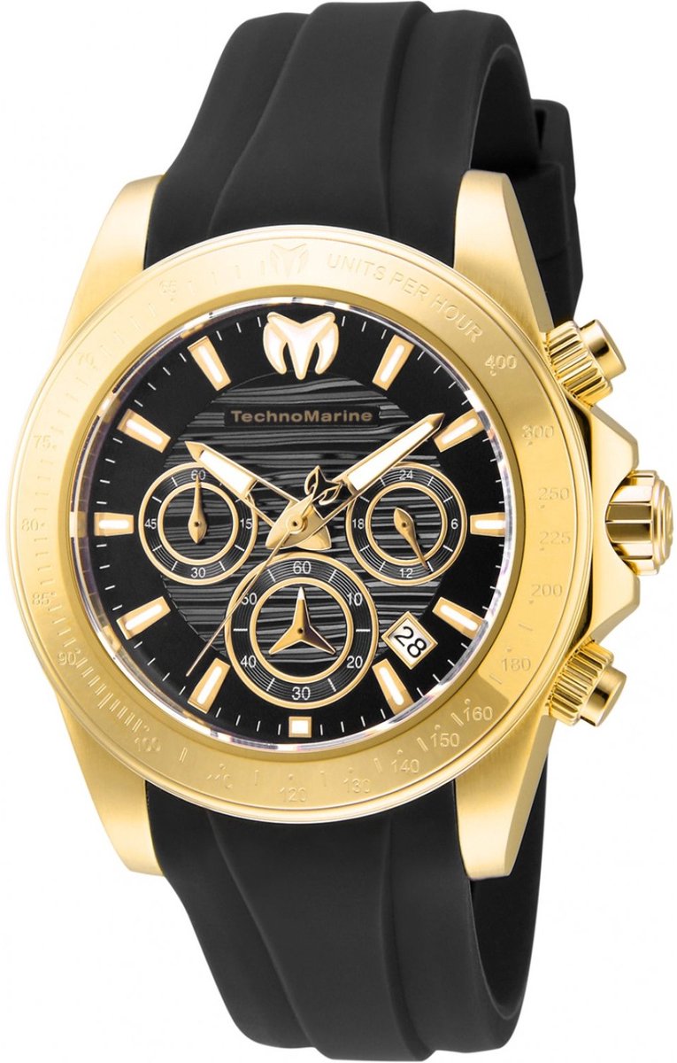 TechnoMarine Manta TM-219035 Heren Horloge - Waterdicht - Analoog - Quartz Uurwerk - Roestvrij Staal met zwarte Wijzerplaat - 42mm