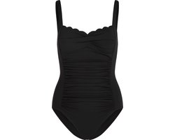 Hunkemöller Dames Badmode Badpak Shaping Scallop - Zwart - maat S