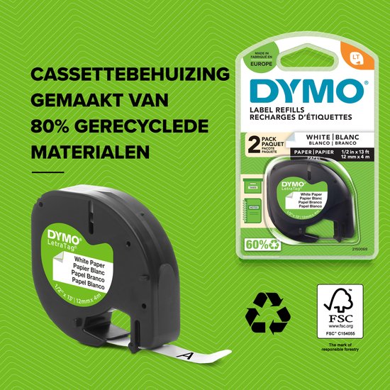 Dymo LetraTag LT-100T-labelmaker | Draagbare labelprinter met QWERTY-toetsenbord | Zilver | Ideaal voor op kantoor of thuis