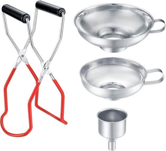 Foto: 3 stuks trechterset met blikjesclips trechter jamtrechter keukentrechter inmaaktrechter keukengereedschap rvs zilver 5 5cm 3 3cm 1cm vaatwasserbestendig voor het overbrengen van essenti le oli n vloeibare