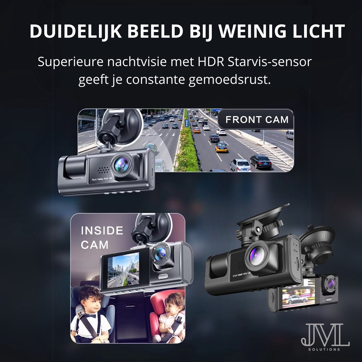 JML Dashcam V3 – Dashcam voor auto - Voor-Achter- en Binnencamera – 2K QHD – Nachtzicht – Parkeerbeveiliging – Loop recording – foto 7