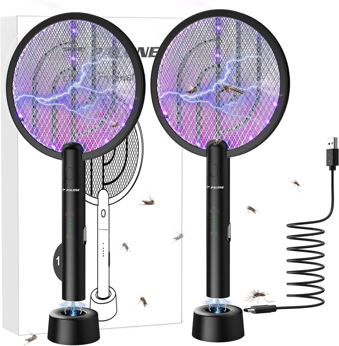 Elektrische Vliegenmepper 4000 V - 2-in-1 Insectenverdelger Met Oplaadbare Batterij