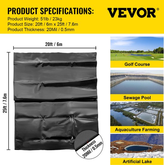 VEVOR Lldpe Vijverfolie 6x7 6m Vijverfolie 20 Mil Visvijverfolie Voor vevor-lldpe-vijverfolie-6x7-6m-vijverfolie-20-mil-visvijverfolie-voor