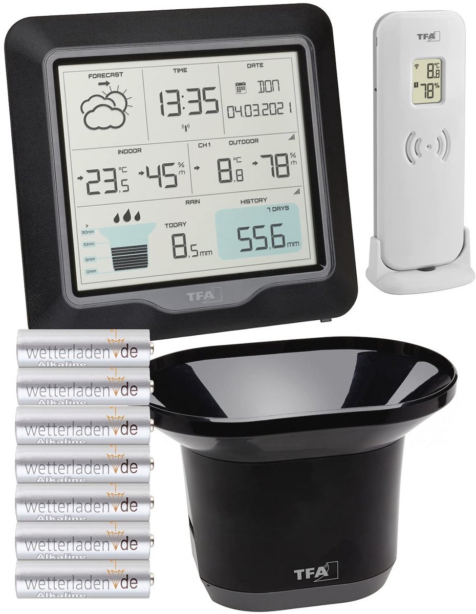 Draadloos weerstation met regenmeter en weersvoorspelling