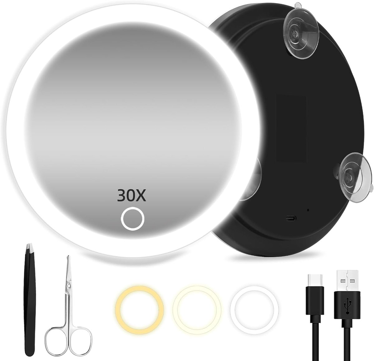 30-voudige vergrotingsspiegel met verlichting - Draagbare, Oplaadbare Reisspiegel voor Make-up en Verzorging