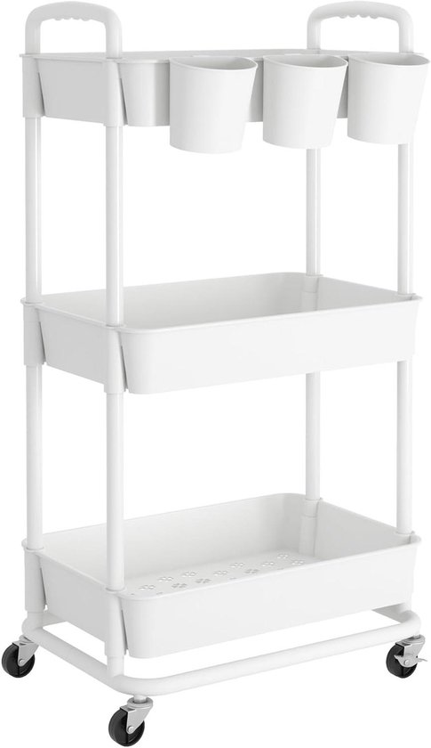 Trolley - Met Wielen - 3 Niveaus - Bruin - Koning Bamboe