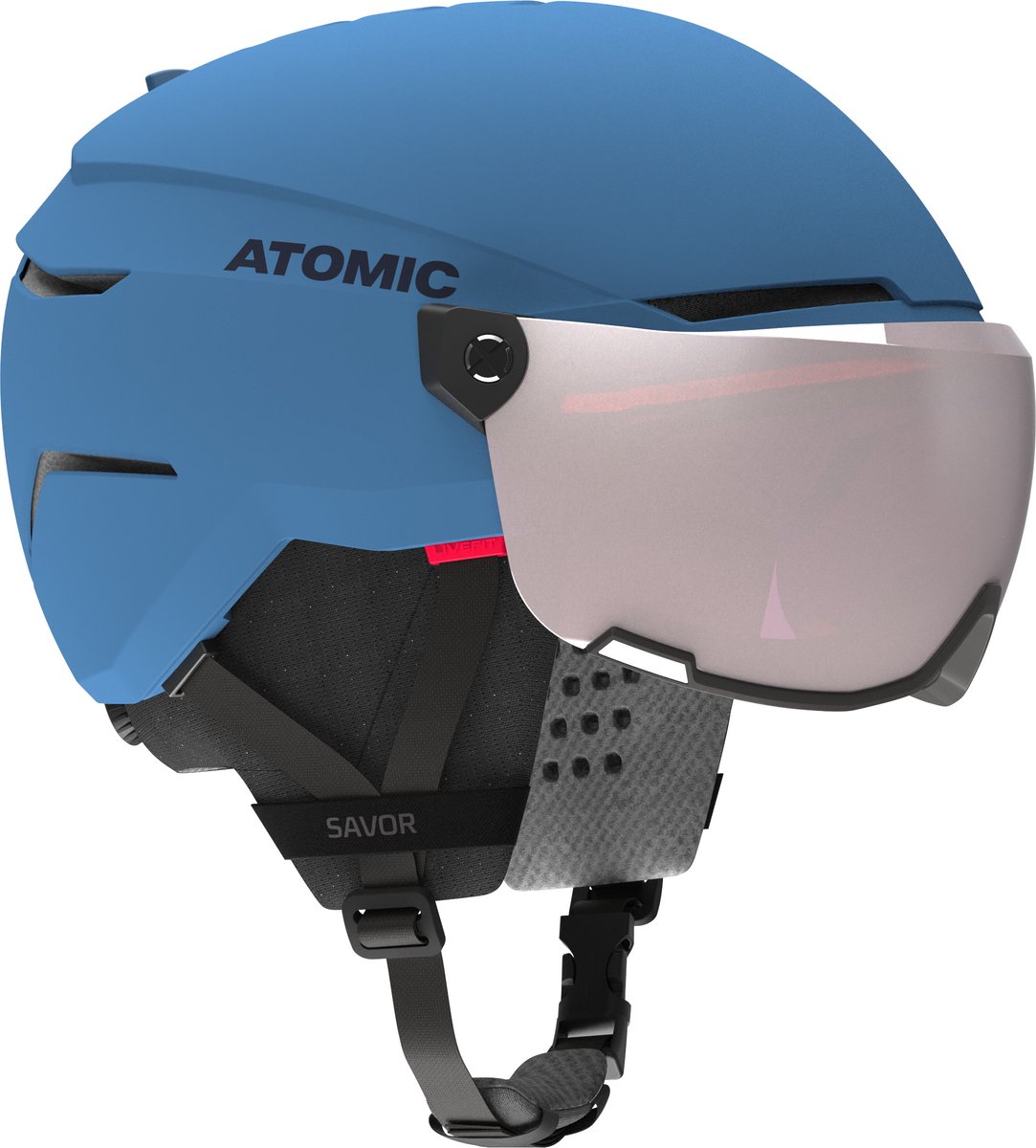 Atomic Skihelm Kinderen Savor Visor Jr Snowboard Helm Wintersport bescherming Blauw