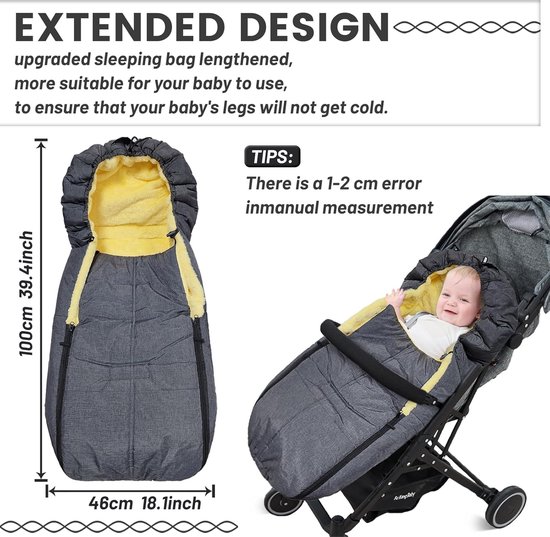 Voetenzak Lamsvacht - Universele Wintervoetjes - Voor Kinderwagens en Buggy's — afbeelding 5