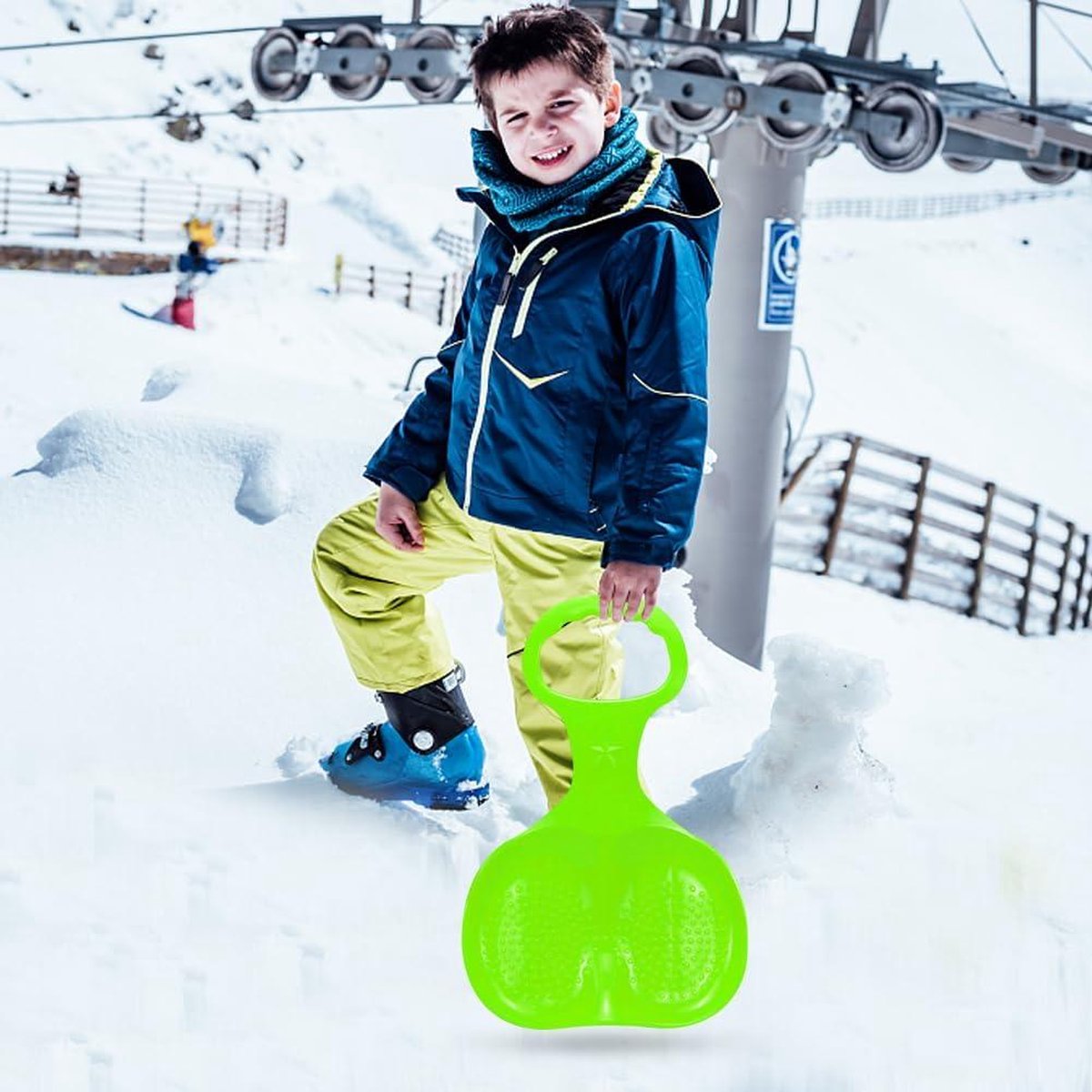 Sneeuwslee met handvat – zware kinderslee van kunststof – buitenspeelgoed voor winterpret op ijs, sneeuw, gras en zand