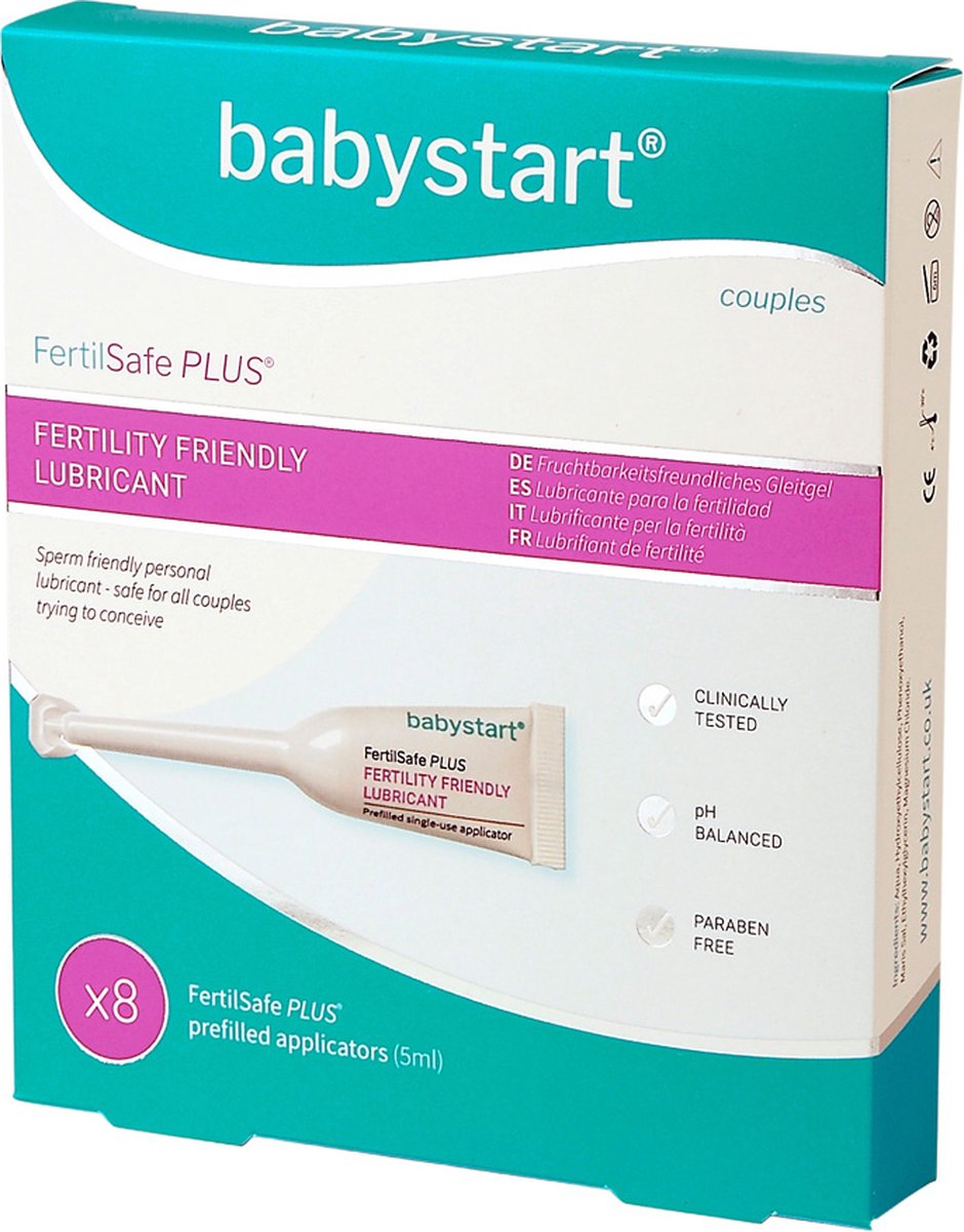 Goedkoopste FertilSafe PLUS® – niet zaaddodend glijmiddel - zwangerschap ondersteunend - 8x applicator 5ml - Babystart®