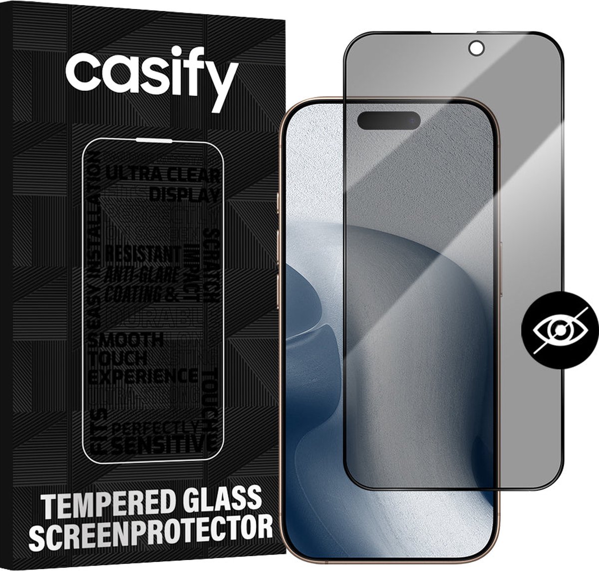 Casify Gehard Glas Privacy Screenprotector voor de iPhone 16 Pro Max