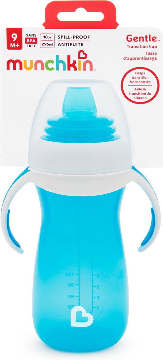 Munchkin Gentle Overgangsbeker - Transition Cup - Anti-lek Beker voor Baby's - Vanaf 9 Maanden - 296ml - Blauw van Munchkin — afbeelding 2