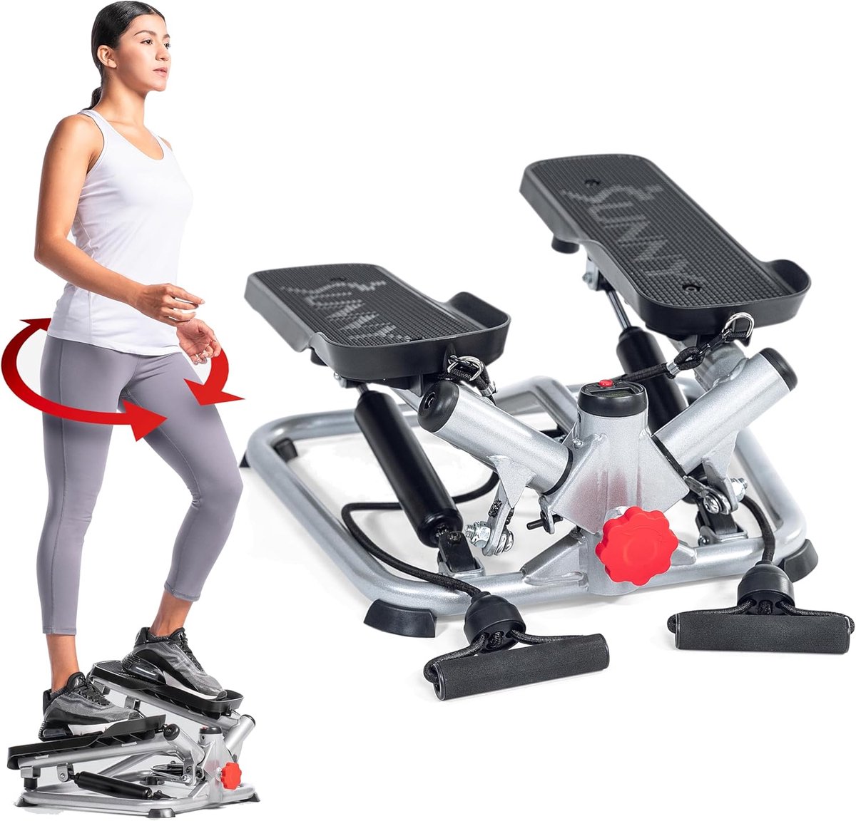 Geavanceerde Twist Stepper met Weerstandsbanden - Draagbare Mini Trap Fitnessapparatuur voor Volledige Lichaamstraining