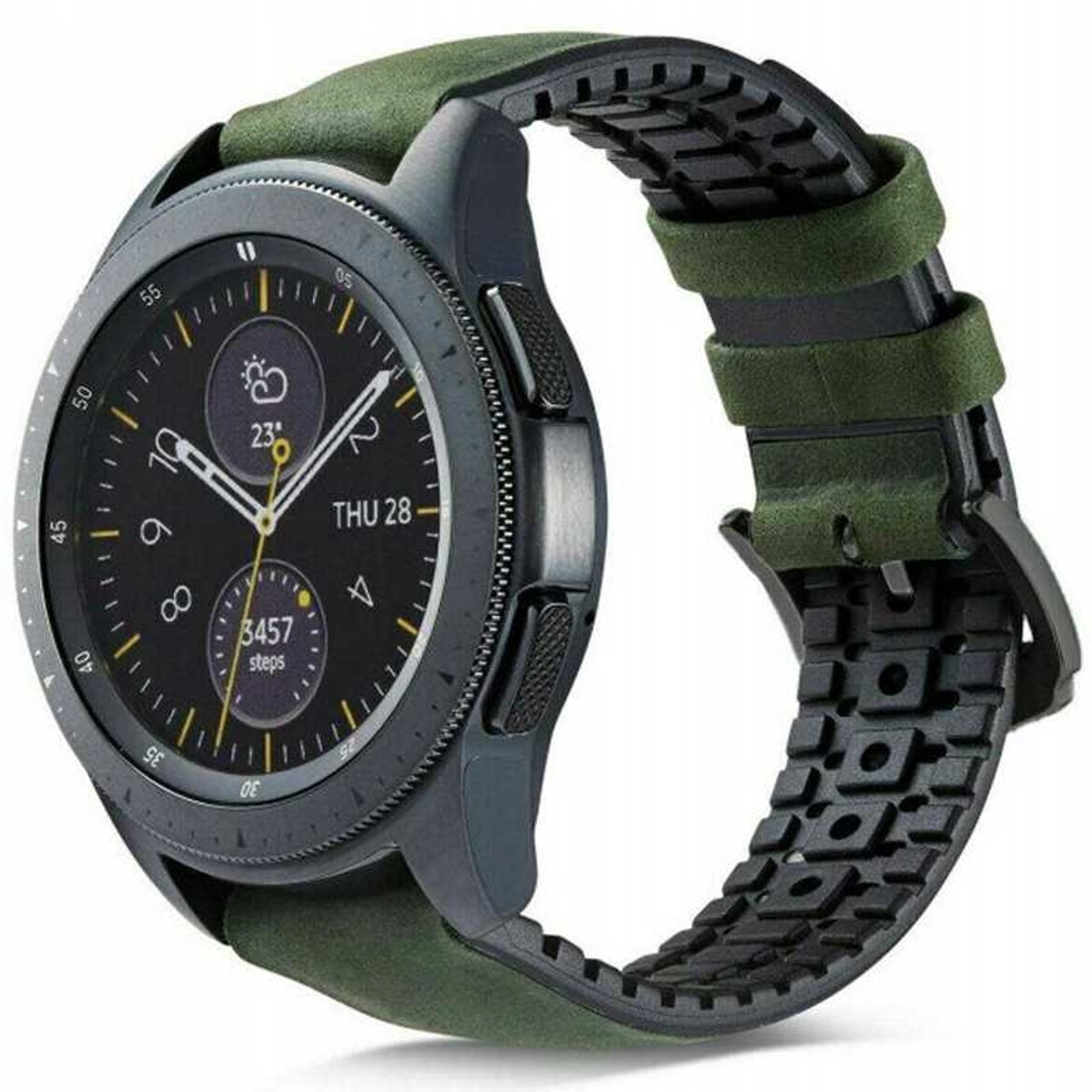 Spacecase Horlogeband 22 Mm Groen Leer Voor Apple Watch 3 4 5 6 7 Se