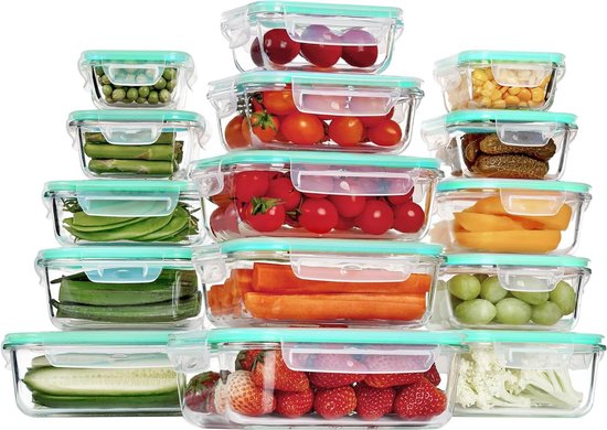 PrepNaturals 5 Pack 27oz Glazen Maaltijdbereidingscontainers Vaatwasser Magnetron Vriezer Oven Safe Opbergcontainers Met Deksels Multi Compartiment 663854543