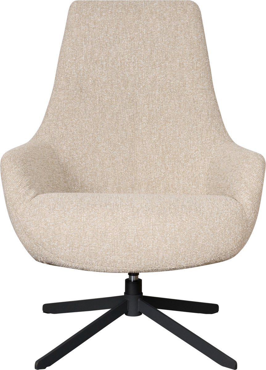 Draaifauteuil Solva - Textiel / Metaal - Beige Gemêleerd / Zwart - 74x100x82 cm (BxHxD)