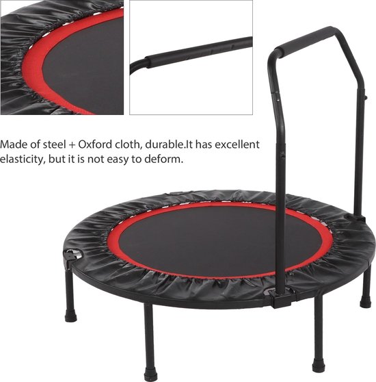 Opvouwbare Mini Fitness Trampoline - Mini Trampoline - Sport Trampoline Voor Indoor Workout Oefening Met Verstelbare Handgreep Rebounder Functie 101 Cm Max 150 Kg Belastbaar Zwart