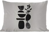 Coussins d'extérieur - Jardin - Japandi - Zwart - Abstrait - 50x30 cm