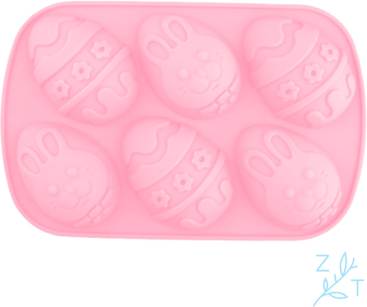 ZijTak - Paasei silicone mal - Chocoladevorm - Paasvorm - Paaseivorm - Chocolade moule - Bakvorm - Roze - Pasen - Chocolade vorm - Cake - Gebak - Siliconen - Dessert - Herbruikbaar
