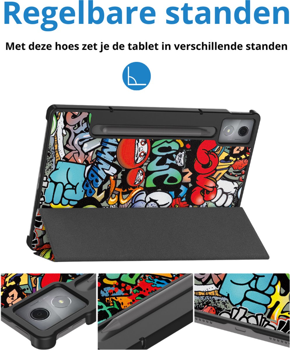 HEISHAYU Beschermhoes voor Lenovo Idea Tab Pro 12,7 inch 2025 tablet, beschermhoes met Auto Sleep/Wake-functie, Z-Graffiti