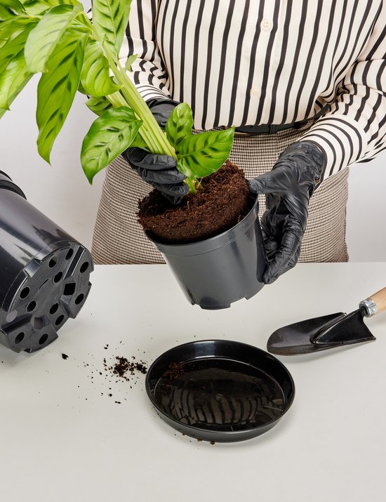 Garronda Ronde Bloempot Onderzetter – 5 stuks – Zwart - ⌀ 17cm H=2,5cm - GD-NIC-PotBase108