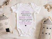 Barboteuse Bébé Hospitrix avec texte « Salut papa... » rose | Manche courte | Cadeau de Grossesse | Annonce | Annonce | Cadeau pour papa | Fête des pères