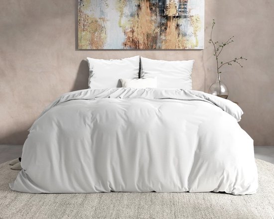 Warme flanel dekbedovertrek uni wit - 140x200/220 (eenpersoons) - heerlijk zacht en comfortabel - luxe uitstraling - donsachtig laagje - ideaal tegen kou - zalig slapen van Luna Bedding. — afbeelding 4