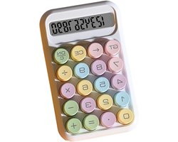 Push Button Calculator - 10-cijferig LCD-scherm, draagbaar en basis, kleurrijk snoepontwerp - Ideaal voor studenten, accountants en kantoor/schoolgebruik