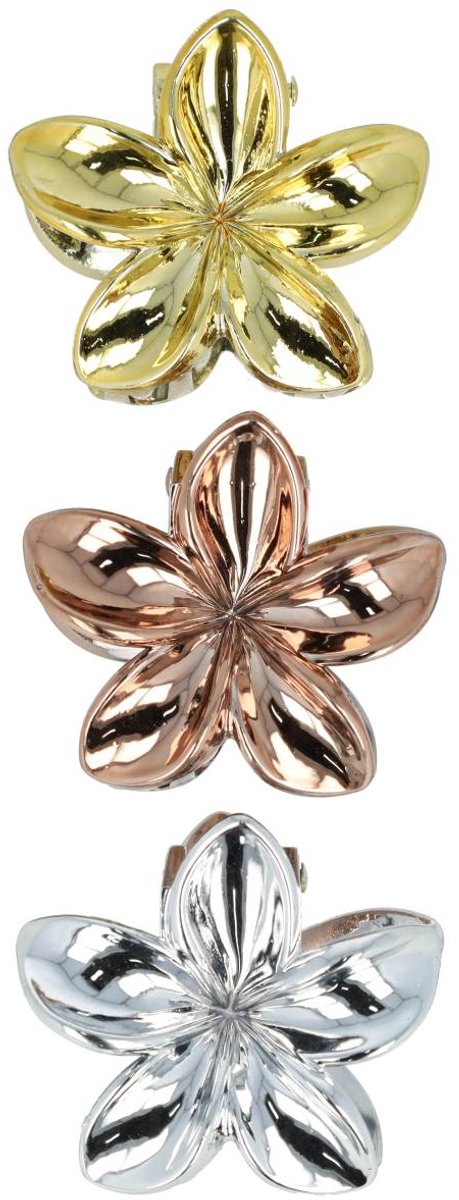 Haarsoires Haarspeld Haarklemmen 4cm – Lelie Bloemvorm – Brons Goud Zilver – Set van 3 - Haarclip Klem - Hair Claw - voor Opsteken Haar - Hair Clip - Decoratieve Haaraccessoire