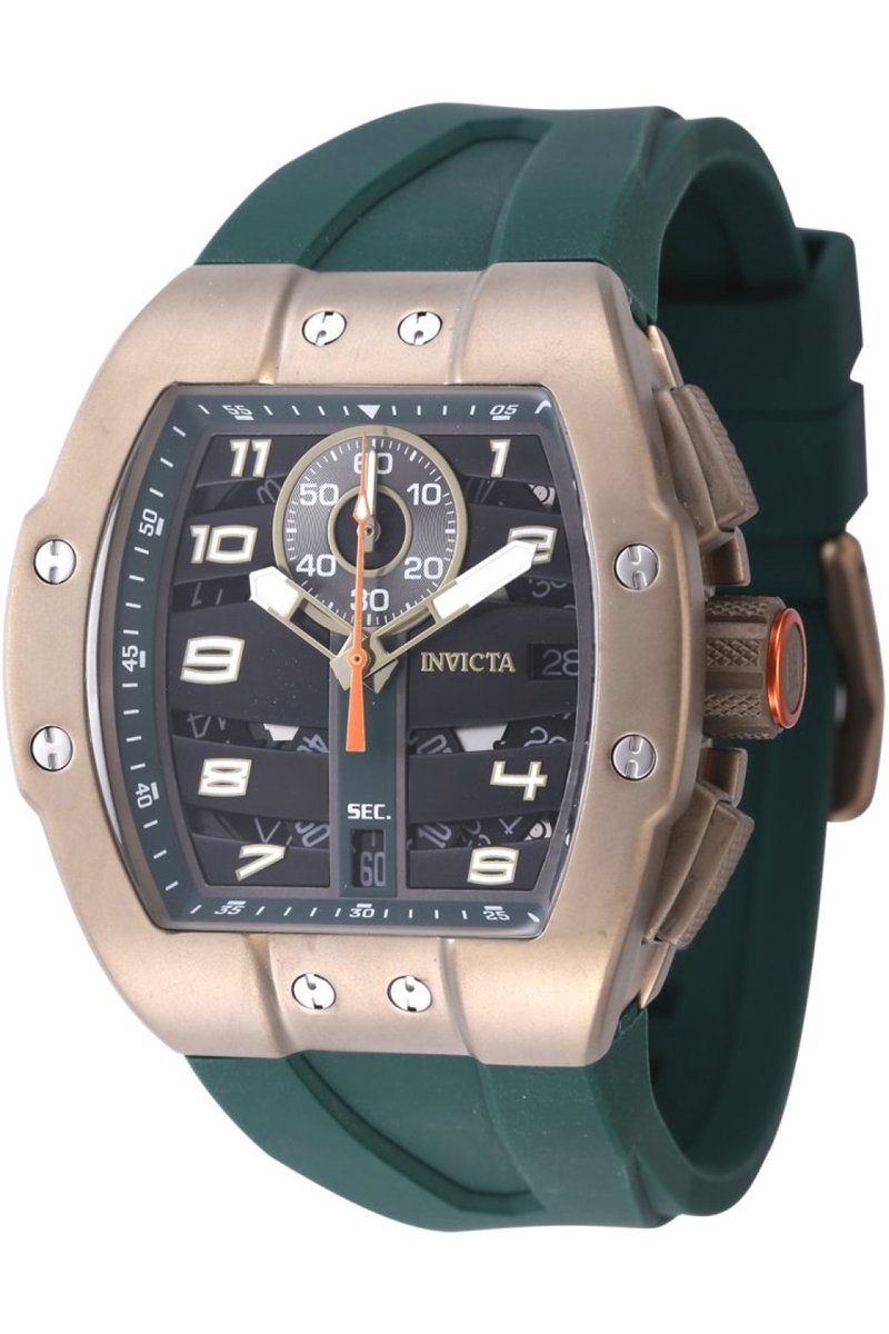 Invicta Racing 47373 Heren Horloge - Waterdicht - Analoog - Quartz Uurwerk - Roestvrij Staal met zwarte Wijzerplaat - 44mm