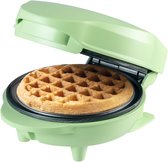 Bestron Mini-wafelijzer voor klassieke wafels, wafelijzer met antiaanbaklaag, voor kinderfeestjes, Familiefeest, Pasen of Kerst, Kleur: Mat Groen