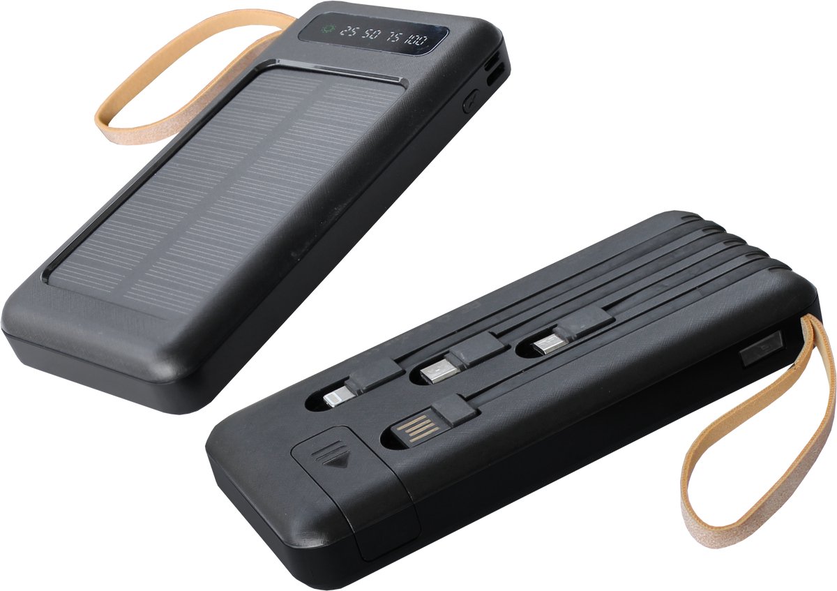 POWERplus Manta Solar Powerbank met ingebouwde en afneembare laadkabels 10.000 mAh