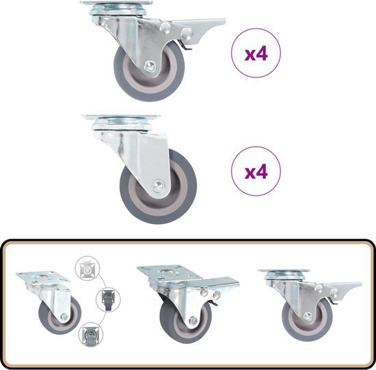 Zwenkwiel 50 mm met rem zwart aluminium 40 kg Zwenkwiel 50 mm met rem zwart aluminium 40 kg