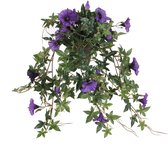 Mica Decorations Petunia Kunst Hangplant in Bloempot Stan - L25 x B45 x H50 cm - Donkerpaars